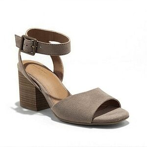 Ankle Strap Heels Womens Size 10 Suede Tan Open Toe